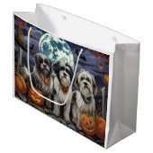 Tibetaanse Terriër Halloween Spooky Groot Cadeauzakje (Voorkant Gekanteld)