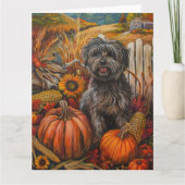 Tibetaanse Terriër Hond Herfst Oogst Thanksgiving Kaart (Voorkant)