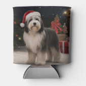 Tibetaanse Terriër Hond in Sneeuw Kerstmis Blikjeskoeler (Voorkant)