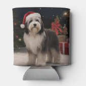 Tibetaanse Terriër Hond in Sneeuw Kerstmis Blikjeskoeler (Achterkant)