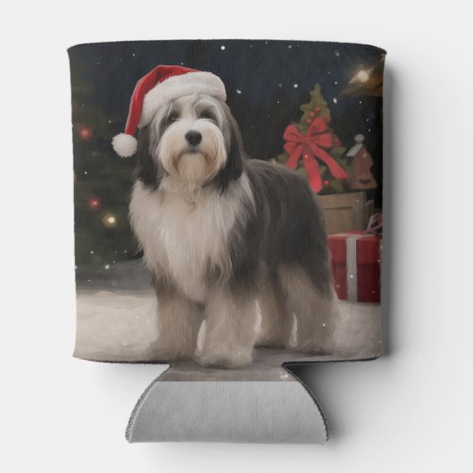 Tibetaanse Terriër Hond in Sneeuw Kerstmis Blikjeskoeler (Achterkant)