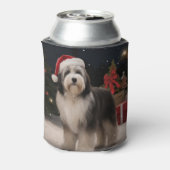 Tibetaanse Terriër Hond in Sneeuw Kerstmis Blikjeskoeler (Blikje Achterkant)