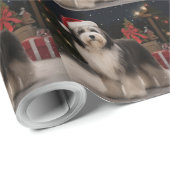 Tibetaanse Terriër Hond in Sneeuw Kerstmis Cadeaupapier (Rol Hoek)