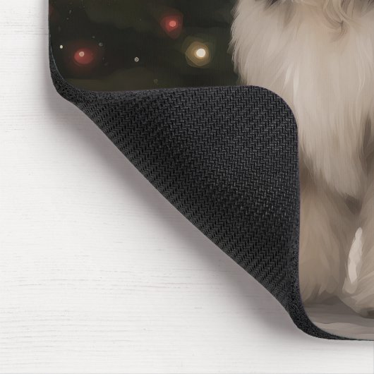 Tibetaanse Terriër Hond in Sneeuw Kerstmis Muismat (Hoek)