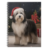 Tibetaanse Terriër Hond in Sneeuw Kerstmis Notitieboek (Voorkant)