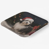 Tibetaanse Terriër Hond in Sneeuw Kerstmis Papieren Bordje (Gebogen)
