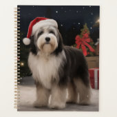 Tibetaanse Terriër Hond in Sneeuw Kerstmis Planner (Voorkant)