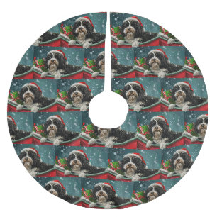 Tibetaanse Terrier Hond Kerst Feestelijk Kerstboom Rok