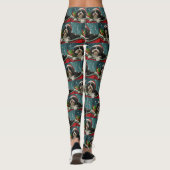Tibetaanse Terrier Hond Kerst Feestelijk Leggings (Achterkant)