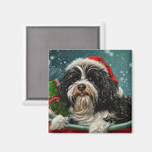 Tibetaanse Terrier Hond Kerst Festiviteit Magneet (Voorkant / Achterkant)