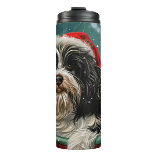 Tibetaanse Terrier Hond Kerst Mis Thermosbeker