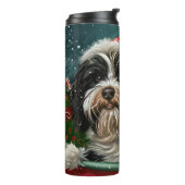 Tibetaanse Terrier Hond Kerst Mis Thermosbeker (Gedraaid links)