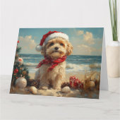 Tibetaanse Terriër Hond Kerst Strand Kaart (Voorkant)