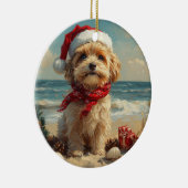 Tibetaanse Terriër Hond Kerst  Strand Keramisch Ornament (Rechts)