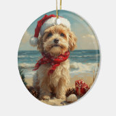 Tibetaanse Terriër Hond Kerst  Strand Keramisch Ornament (Links)