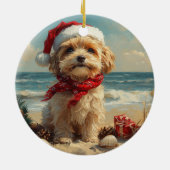 Tibetaanse Terriër Hond Kerst  Strand Keramisch Ornament (Achterkant)