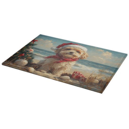 Tibetaanse Terriër Hond Kerst Strand Snijplank (Hoek)
