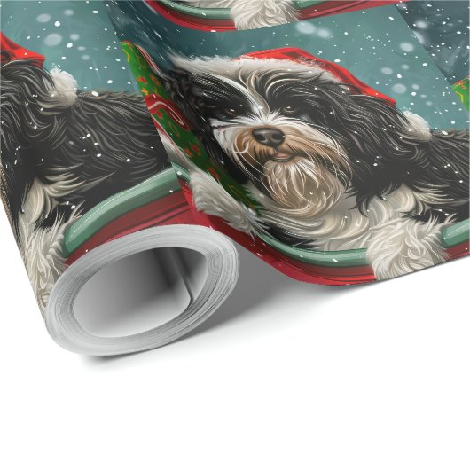 Tibetaanse Terriër Hond Kerstfeest Cadeaupapier (Rol Hoek)