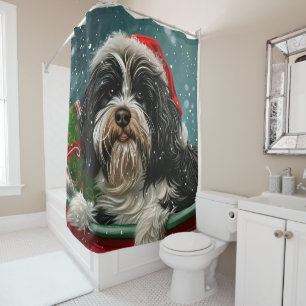 Tibetaanse Terriër Hond Kerstfeest Douchegordijn