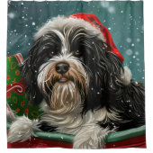 Tibetaanse Terriër Hond Kerstfeest Douchegordijn (Voorkant)
