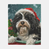 Tibetaanse Terriër Hond Kerstfeest Fleece Deken (Voorkant)