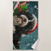 Tibetaanse Terriër Hond Kerstfeest Strandlaken (Voorkant)