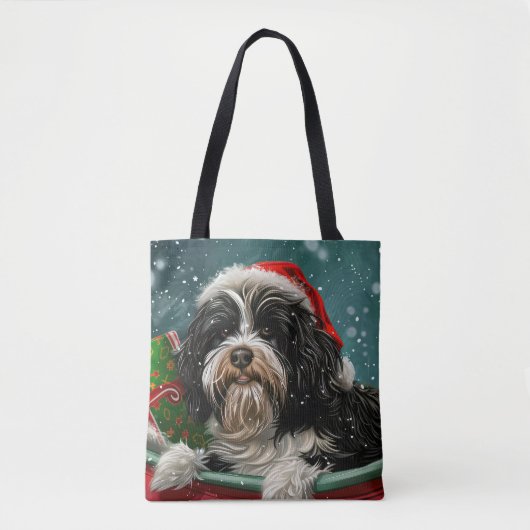 Tibetaanse Terriër Hond Kerstfeest Tote Bag (Voorkant)