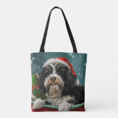 Tibetaanse Terriër Hond Kerstfeest Tote Bag (Achterkant)