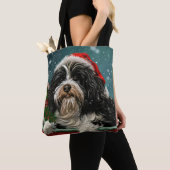 Tibetaanse Terriër Hond Kerstfeest Tote Bag (Dichtbij)