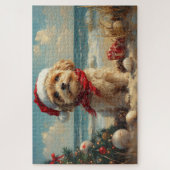 Tibetaanse Terrier Hond Kerstmis Vintage Strand Legpuzzel (Verticaal)
