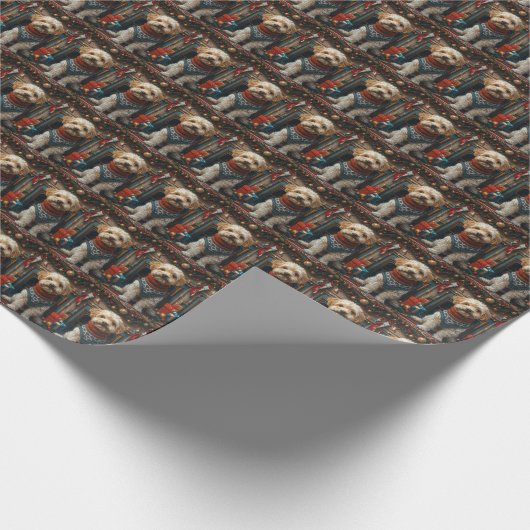 Tibetaanse Terriër Hond Met Kerstgeschenken Open h Cadeaupapier (Hoek)