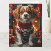 Tibetaanse Terriër Hond Met Kerstgeschenken Open h Kaart (Voorkant)