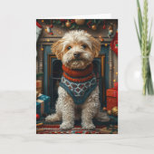 Tibetaanse Terriër Hond Met Kerstgeschenken Open h Kaart (Voorkant)