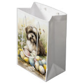 Tibetaanse Terriër Hond met Paaseieren Vakantie Medium Cadeauzakje (Voorkant Gekanteld)