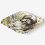 Tibetaanse Terriër Hond met Paaseieren Vakantie Papieren Bordje (Gebogen)