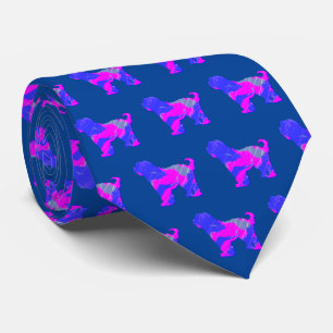 Tibetaanse Terriër Hond Roze Silhouet Blauwe Hals Stropdas