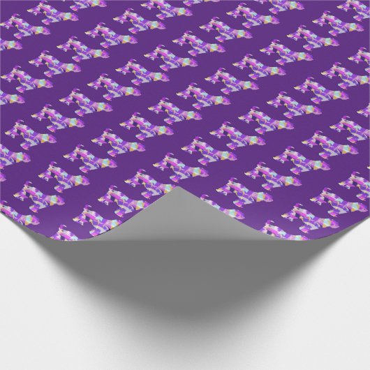 Tibetaanse Terriër Hond Silhouet Paarse PYB Verjaa Cadeaupapier (Hoek)