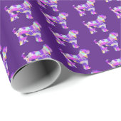 Tibetaanse Terriër Hond Silhouet Paarse PYB Verjaa Cadeaupapier (Rol Hoek)