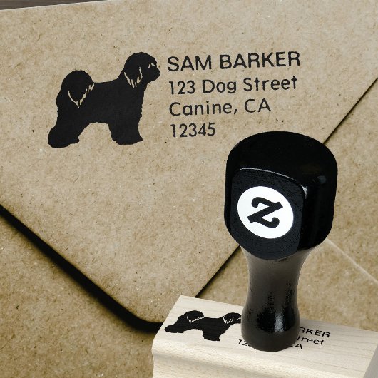 Tibetaanse Terriër Hond Silhouet Retouradres Rubberstempel