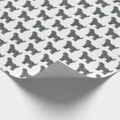 Tibetaanse Terriër Hond Silhouet Y & B Raster Wit Cadeaupapier (Hoek)