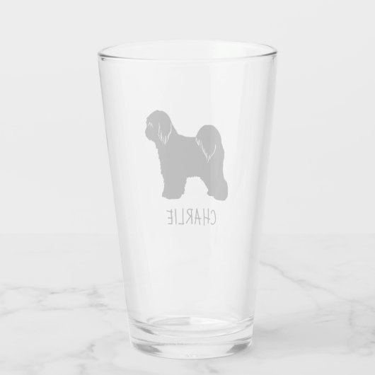 Tibetaanse Terriër Hond Silhouette Tibbie Geperson Glas (Achterkant)