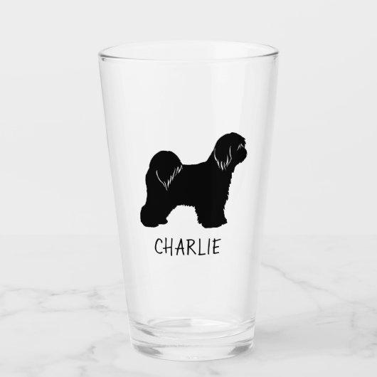 Tibetaanse Terriër Hond Silhouette Tibbie Geperson Glas (Voorkant)