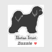 Tibetaanse Terriër Hond Silhouette Vinyl Sticker (Vel)