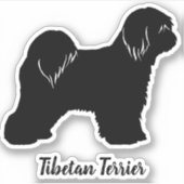 Tibetaanse Terriër Hond Silhouette Vinyl Sticker (Voorkant)