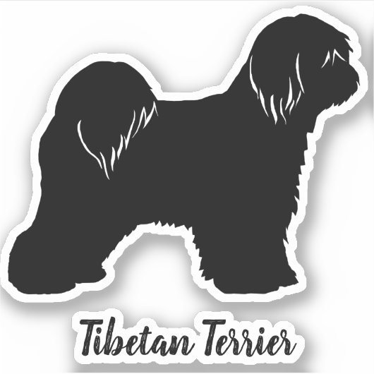 Tibetaanse Terriër Hond Silhouette Vinyl Sticker (Voorkant)