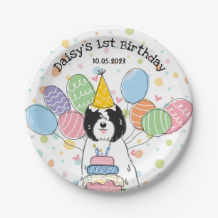 Tibetaanse Terriër Hond Verjaardagsfeestje Papier  Papieren Bordje