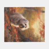 Tibetaanse Terriër in de herfst laat Herfst inspir Fleece Deken (Voorkant (Horizontaal))