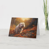 Tibetaanse Terriër in de herfst laat Herfst inspir Kaart (Voorkant)