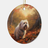 Tibetaanse Terriër in de herfst laat Herfst inspir Keramisch Ornament (Links)