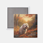 Tibetaanse Terriër in de herfst laat Herfst inspir Magneet (Voorkant / Achterkant)